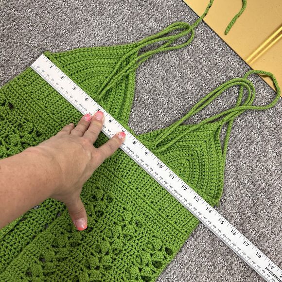 Handmade Top Womens Extra Small Crochet Tank Cropped Frog Fairy Boho Festival - Picture 5 of 9